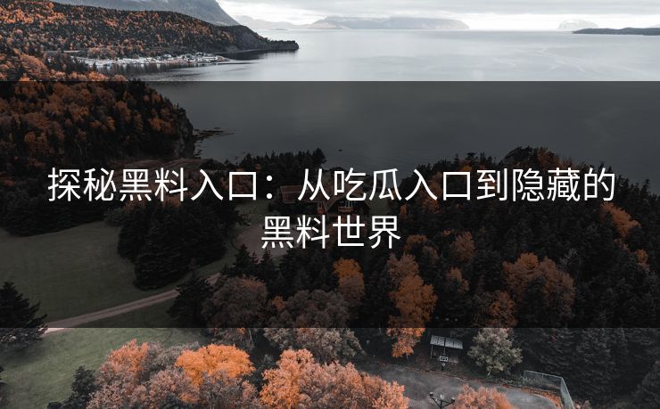 探秘黑料入口：从吃瓜入口到隐藏的黑料世界