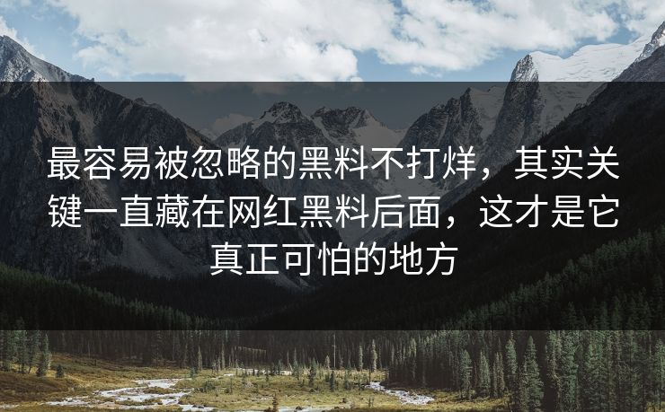 最容易被忽略的黑料不打烊，其实关键一直藏在网红黑料后面，这才是它真正可怕的地方