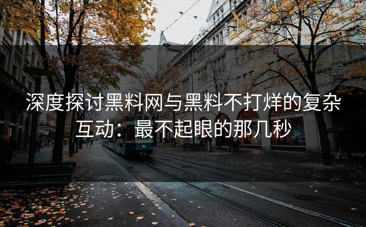 深度探讨黑料网与黑料不打烊的复杂互动：最不起眼的那几秒