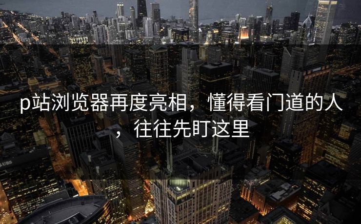 p站浏览器再度亮相，懂得看门道的人，往往先盯这里