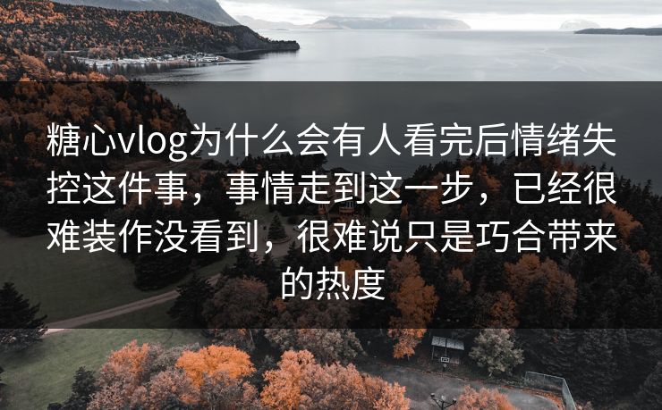 糖心vlog为什么会有人看完后情绪失控这件事，事情走到这一步，已经很难装作没看到，很难说只是巧合带来的热度