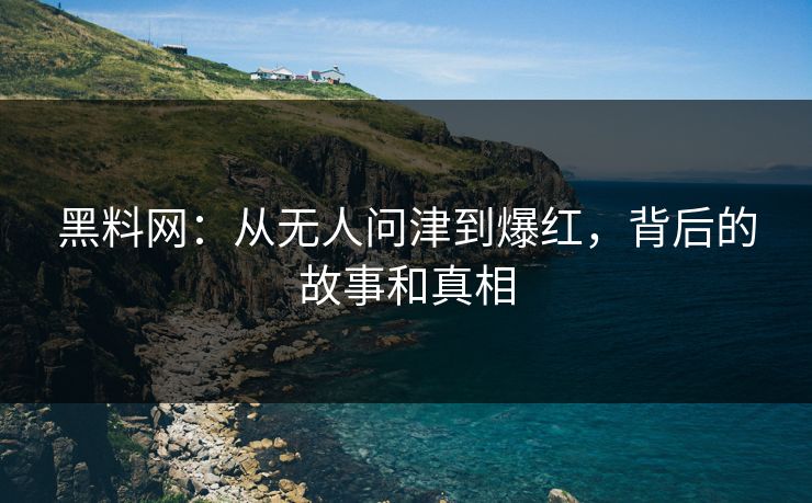 黑料网：从无人问津到爆红，背后的故事和真相