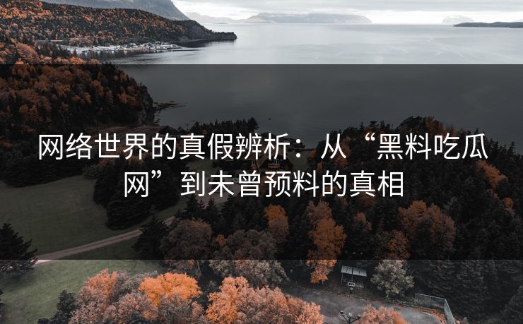 网络世界的真假辨析：从“黑料吃瓜网”到未曾预料的真相