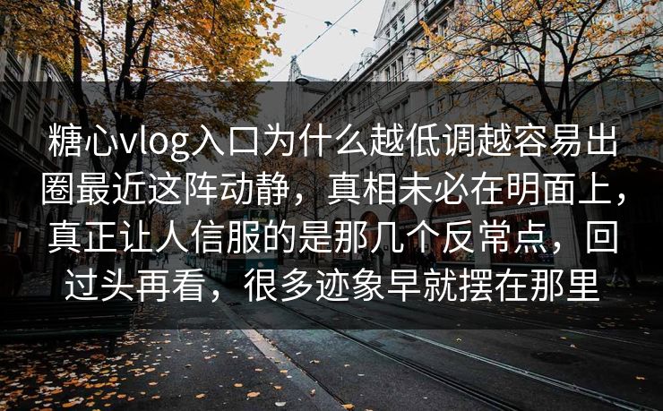 糖心vlog入口为什么越低调越容易出圈最近这阵动静，真相未必在明面上，真正让人信服的是那几个反常点，回过头再看，很多迹象早就摆在那里